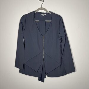 Hanna for La Journee Jacket Womens Small Gray Asymmetric‎ Zip Peplum Made in USA